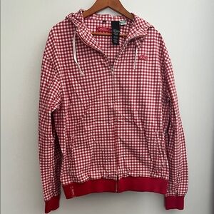 Limited Research Group Red and White Checkered Zip Hoodie, 2x